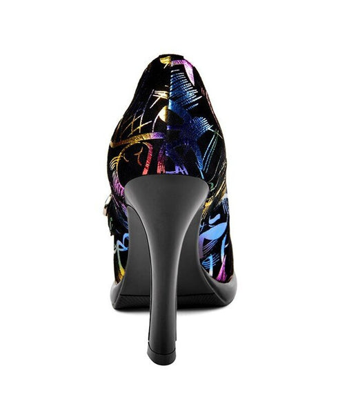 Colorful Pattern Mary Jane Heels